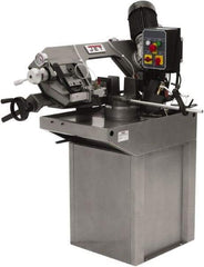 Jet - 7 x 7" Max Capacity, Manual Step Pulley Horizontal Bandsaw - 137 to 275 SFPM Blade Speed, 230 Volts, 45°, 3 Phase - Top Tool & Supply