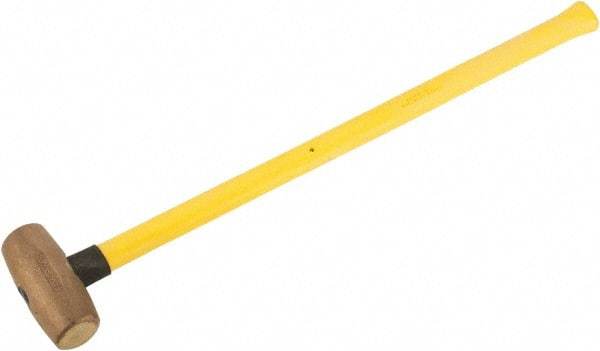 American Hammer - 8 Lb Head Nonsparking Hammer - 33" OAL, 30-1/2" Long Fiberglass Handle - Top Tool & Supply