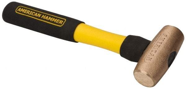 American Hammer - 2 Lb Head Nonsparking Mallet - 12" OAL, 11" Long Fiberglass Handle - Top Tool & Supply