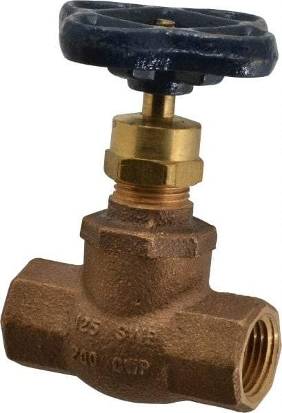 NIBCO - 1/2" Pipe, Threaded Ends, Bronze Integral Globe Valve - Bronze Disc, Screw-In Bonnet, 200 psi WOG, 125 psi WSP, Class 125 - Top Tool & Supply