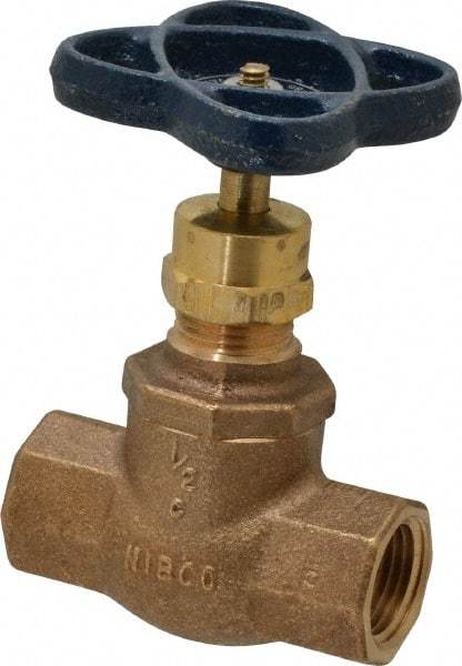 NIBCO - 1/2" Pipe, Threaded Ends, Bronze Integral Globe Valve - PTFE Disc, Screw-In Bonnet, 200 psi WOG, 125 psi WSP, Class 125 - Top Tool & Supply