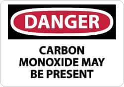 NMC - "Danger - Carbon Monoxide May Be Present", 10" Long x 14" Wide, Pressure-Sensitive Vinyl Safety Sign - Rectangle, 0.004" Thick, Use for Hazardous Materials - Top Tool & Supply