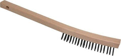 Weiler - 3 Rows x 19 Columns Steel Scratch Brush - 5-1/2" Brush Length, 14" OAL, 1-3/16" Trim Length, Wood Curved Handle - Top Tool & Supply