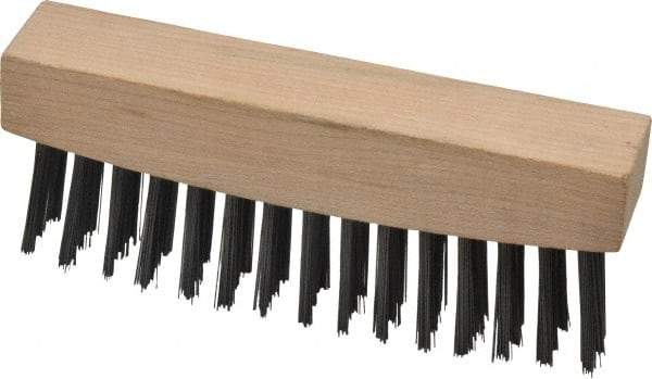 Weiler - 3 Rows x 15 Columns Steel Scratch Brush - 4-1/2" Brush Length, 4-5/8" OAL, 1-1/8" Trim Length, Wood Straight Handle - Top Tool & Supply