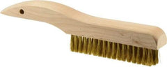 Weiler - 4 Rows x 18 Columns Brass Plater Brush - 5" Brush Length, 10" OAL, 1" Trim Length, Wood Shoe Handle - Top Tool & Supply