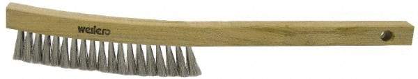 Weiler - 4 Rows x 18 Columns Stainless Steel Plater Brush - 5" Brush Length, 10" OAL, 1" Trim Length, Wood Shoe Handle - Top Tool & Supply