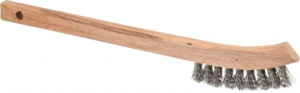 Weiler - 2 Rows x 9 Columns Aluminum Scratch Brush - 8-3/4" OAL, 5/8" Trim Length, Wood Toothbrush Handle - Top Tool & Supply