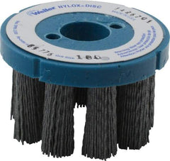 Weiler - 3" 180 Grit Silicon Carbide Crimped Disc Brush - Very Fine Grade, Plain Hole Connector, 1-1/2" Trim Length, 7/8" Arbor Hole - Top Tool & Supply