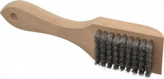 Weiler - 6 Rows x 9 Columns Aluminum Scratch Brush - 6-3/4" OAL, 1/2" Trim Length, Wood Straight Handle - Top Tool & Supply