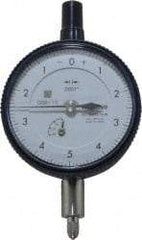 Mitutoyo - 0.025" Range, 0-5-0 Dial Reading, 0.0001" Graduation Dial Drop Indicator - 2-3/16" Dial, 0.01" Range per Revolution, 0.0001" Accuracy, Revolution Counter - Top Tool & Supply