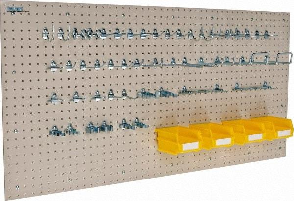 Triton - 48" Wide x 24" High Storage Peg Board, Hooks & Spacers - 2 Panels, 44 Hooks, Polypropylene Board, Steel Hooks, White - Top Tool & Supply