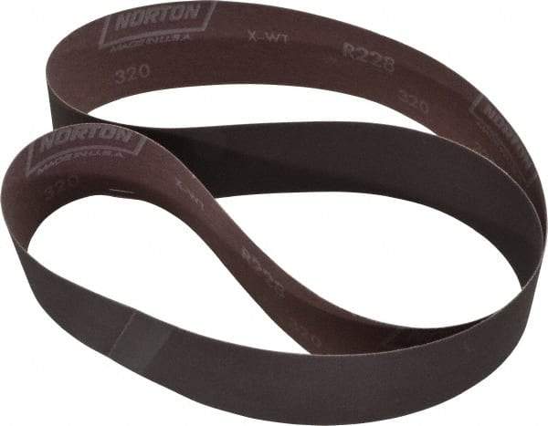 Norton - 2" Wide x 48" OAL, 320 Grit, Aluminum Oxide Abrasive Belt - Aluminum Oxide, Extra Fine, Coated, Series R228 - Top Tool & Supply