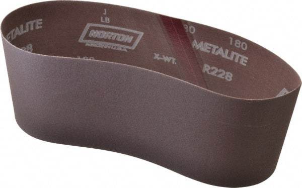 Norton - 4" Wide x 24" OAL, 180 Grit, Aluminum Oxide Abrasive Belt - Aluminum Oxide, Very Fine, Coated, Series R228 - Top Tool & Supply