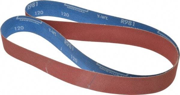 Norton - 1-1/2" Wide x 60" OAL, 120 Grit, Ceramic Abrasive Belt - Ceramic, Fine, Coated, Y Weighted Cloth Backing, Series R981 - Top Tool & Supply