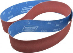 Norton - 2-1/2" Wide x 60" OAL, 80 Grit, Ceramic Abrasive Belt - Ceramic, Medium, Coated, Y Weighted Cloth Backing, Series R981 - Top Tool & Supply