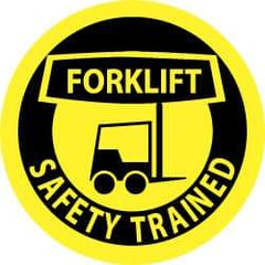 NMC - Forklift Safety Trained, Hard Hat Label - Black on Yellow, 2" Thick, For Accident Prevention - Top Tool & Supply