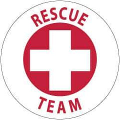 NMC - Rescue Team, Hard Hat Label - Red on White, 2" Thick, For Accident Prevention - Top Tool & Supply