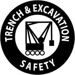 NMC - Trench & Excavation Safety, Hard Hat Label - Black on White, 2" Thick, For Accident Prevention - Top Tool & Supply