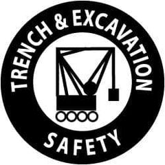 NMC - Trench & Excavation Safety, Hard Hat Label - Black on White, 2" Thick, For Accident Prevention - Top Tool & Supply