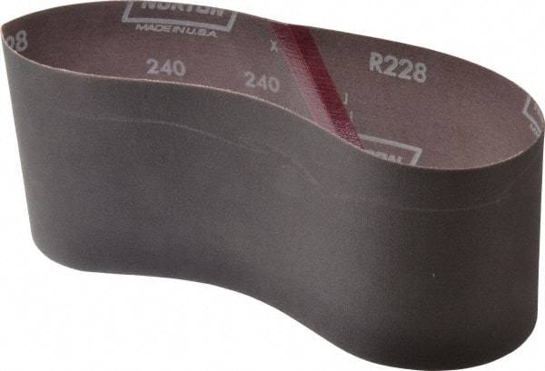 Norton - 4" Wide x 24" OAL, 240 Grit, Aluminum Oxide Abrasive Belt - Aluminum Oxide, Very Fine, Coated, Series R228 - Top Tool & Supply