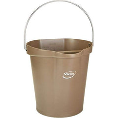 Vikan - 3 Gal, 12-1/2" High, Polypropylene Round Brown Single Pail with Pour Spout - Handle Included, 12.81" Top Diam - Top Tool & Supply