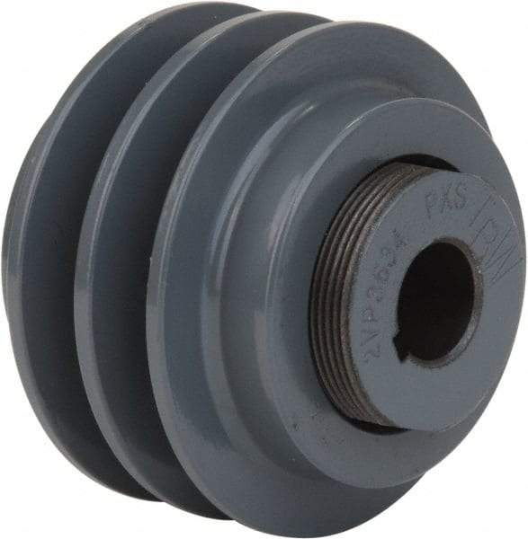 TB Wood's - 1" Inside Diam x 3.95" Outside Diam, 2 Groove, Variable Pitched Type 2 Sheave - Belt Sections 3L, 4L, A, 5L & B, 3" Sheave Thickness, 1-3/16" Side Groove Thickness 1-3/8 to 2-1/8" Face Width - Top Tool & Supply