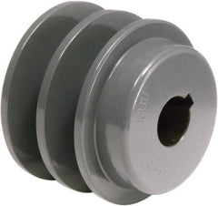 TB Wood's - 1-1/8" Bore, 1-3/16 Long, 3-3/4" Outside Diam, Finished Bore Two Groove V Belt Sheave - 1-3/4" Wide, 3.4 Belt Pitch B, 3" Pitch Diam of 4L Belt - Top Tool & Supply