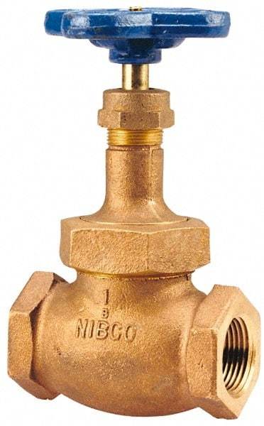 NIBCO - 1/2" Pipe, Threaded Ends, Bronze Integral Oxygen Service Globe Valve - PTFE Disc, Union Bonnet, 300 psi WOG, 150 psi WSP, Class 150 - Top Tool & Supply