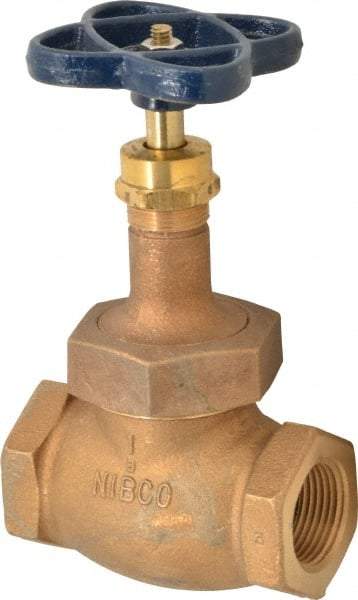 NIBCO - 1" Pipe, Threaded Ends, Bronze Integral Globe Valve - PTFE Disc, Screw-In Bonnet, 200 psi WOG, 125 psi WSP, Class 125 - Top Tool & Supply