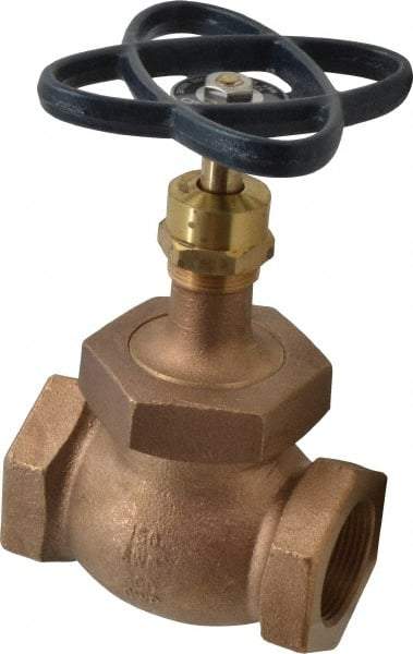 NIBCO - 1-1/4" Pipe, Threaded Ends, Bronze Integral Globe Valve - PTFE Disc, Screw-In Bonnet, 200 psi WOG, 125 psi WSP, Class 125 - Top Tool & Supply