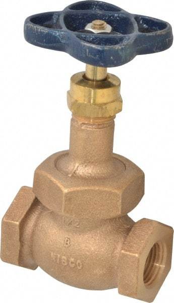 NIBCO - 1/2" Pipe, Threaded Ends, Bronze Integral Globe Valve - PTFE Disc, Screw-In Bonnet, 200 psi WOG, 125 psi WSP, Class 125 - Top Tool & Supply