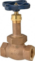 NIBCO - 3/4" Pipe, Threaded Ends, Bronze Renewable Full Plug Disc Globe Valve - Alloy Threads Disc, Union Bonnet, 400 psi WOG, 200 psi WSP, Class 200 - Top Tool & Supply