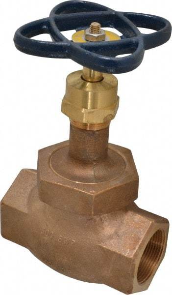 NIBCO - 1-1/2" Pipe, Threaded Ends, Bronze Integral Globe Valve - Bronze Disc, Union Bonnet, 600 psi WOG, 300 psi WSP, Class 300 - Top Tool & Supply