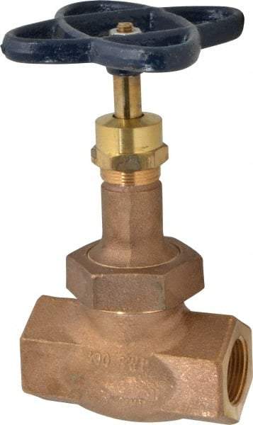 NIBCO - 1" Pipe, Threaded Ends, Bronze Integral Globe Valve - PTFE Disc, Union Bonnet, 600 psi WOG, 300 psi WSP, Class 300 - Top Tool & Supply