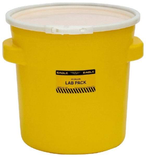 Eagle - 20 Gallon Capacity, Plastic Lever Lock, Yellow Lab Pack - 5 Gallon Container, Polyethylene, 88 Lb. Capacity, UN 1H2/X40/S Listing - Top Tool & Supply