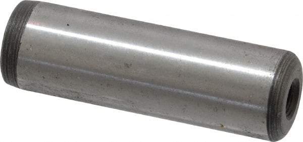 Jergens - 5/8" Diam x 2" Pin Length C-1215 Alloy Steel Pull Out Dowel Pin - C 47-58 & C 60-64 (Surface) Hardness, 1 Beveled & 1 Threaded End - Top Tool & Supply