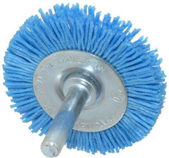 Value Collection - 2" OD, 1/4" Shank Diam, Crimped Nylon Wheel Brush - 1/4" Face Width, 5/16" Trim Length, 4,500 RPM - Top Tool & Supply