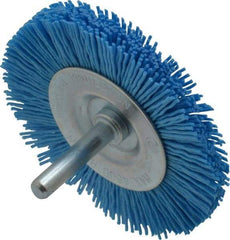 Value Collection - 3" OD, 1/4" Shank Diam, Crimped Nylon Wheel Brush - 1/4" Face Width, 5/16" Trim Length, 4,500 RPM - Top Tool & Supply