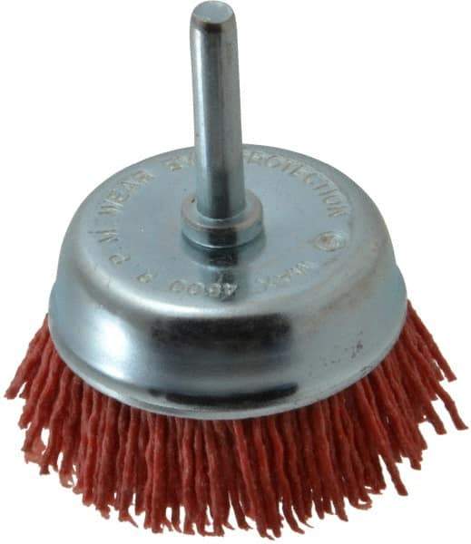 Value Collection - 2" Diam, 1/4" Hole Size Straight Wire Nylon Cup Brush - Coarse Grade, 4,500 Max RPM - Top Tool & Supply