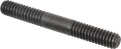 Jergens - 1/4-20 2" OAL Equal Double Threaded Stud - Alloy Steel, Black Oxide Finish, 11/16" Equal Thread Length - Top Tool & Supply