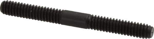 Jergens - 1/4-20 2-1/2" OAL Equal Double Threaded Stud - Alloy Steel, Black Oxide Finish, 15/16" Equal Thread Length - Top Tool & Supply