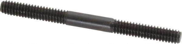 Jergens - 1/4-20 3" OAL Equal Double Threaded Stud - Alloy Steel, Black Oxide Finish, 1" Equal Thread Length - Top Tool & Supply