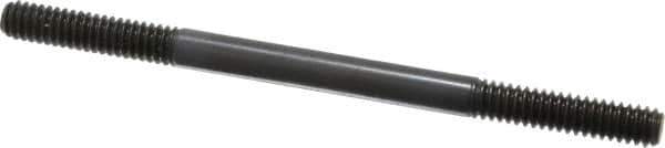 Jergens - 1/4-20 4" OAL Equal Double Threaded Stud - Alloy Steel, Black Oxide Finish, 1" Equal Thread Length - Top Tool & Supply