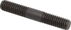 Jergens - 5/16-18 2" OAL Equal Double Threaded Stud - Alloy Steel, Black Oxide Finish, 11/16" Equal Thread Length - Top Tool & Supply