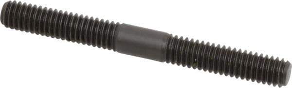 Jergens - 5/16-18 3" OAL Equal Double Threaded Stud - Alloy Steel, Black Oxide Finish, 1-1/8" Equal Thread Length - Top Tool & Supply