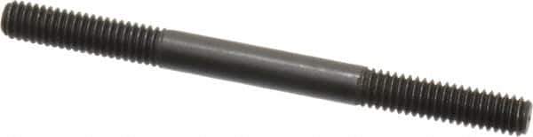 Jergens - 5/16-18 4" OAL Equal Double Threaded Stud - Alloy Steel, Black Oxide Finish, 1-1/8" Equal Thread Length - Top Tool & Supply