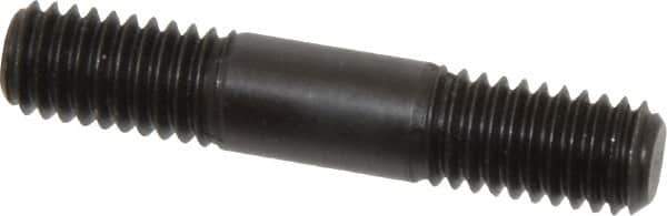 Jergens - 3/8-16 2" OAL Equal Double Threaded Stud - Alloy Steel, Black Oxide Finish, 5/8" Equal Thread Length - Top Tool & Supply