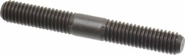 Jergens - 3/8-16 3" OAL Equal Double Threaded Stud - Alloy Steel, Black Oxide Finish, 1-1/8" Equal Thread Length - Top Tool & Supply