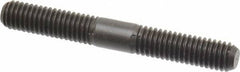 Jergens - 3/8-16 3" OAL Equal Double Threaded Stud - Alloy Steel, Black Oxide Finish, 1-1/8" Equal Thread Length - Top Tool & Supply