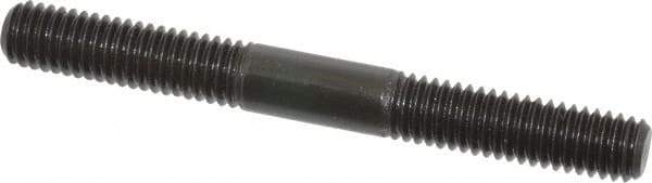 Jergens - 3/8-16 3-1/2" OAL Equal Double Threaded Stud - Alloy Steel, Black Oxide Finish, 1-1/4" Equal Thread Length - Top Tool & Supply